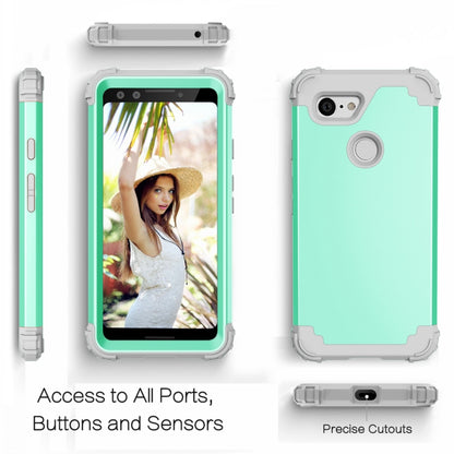 For Google Pixel 3 3 in 1 Shockproof PC + Silicone Protective Case(Mint Green + Grey) - Google Cases by buy2fix | Online Shopping UK | buy2fix