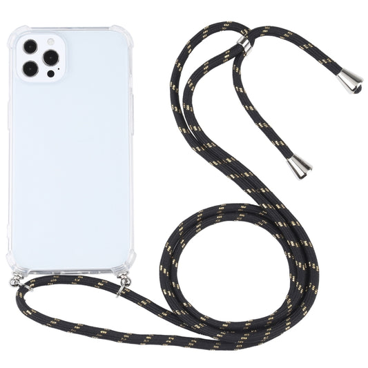 For iPhone 13 Pro Four-corner Shockproof Transparent TPU Protective Case with Lanyard (Black Gold) - iPhone 13 Pro Cases by buy2fix | Online Shopping UK | buy2fix