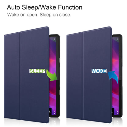 For Lenovo Yoga Tab 11 / YT-J706X Custer Texture Horizontal Flip PU Leather Case with Holder & Sleep / Wake-up Function(Dark Blue) - Lenovo by buy2fix | Online Shopping UK | buy2fix