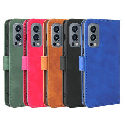 For OnePlus Nord 2 5G Solid Color Skin Feel Magnetic Buckle Horizontal Flip Calf Texture PU Leather Case with Holder & Card Slots & Wallet(Rose Red) - OnePlus Cases by buy2fix | Online Shopping UK | buy2fix