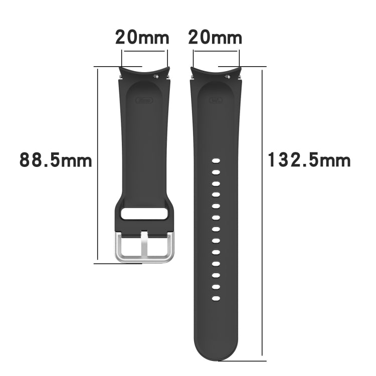 For Samung Galaxy Watch4 40mm / 44mm Silicone Silver Round Buckle Watch Band(White) - Watch Bands by buy2fix | Online Shopping UK | buy2fix