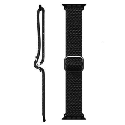 Adjustable Rhombic Texture Elastic Watch Band For Apple Watch Ultra 49mm&Watch Ultra 2 49mm / Series 9&8&7 45mm / SE 3&SE 2&6&SE&5&4 44mm / 3&2&1 42mm(Black) - Watch Bands by buy2fix | Online Shopping UK | buy2fix