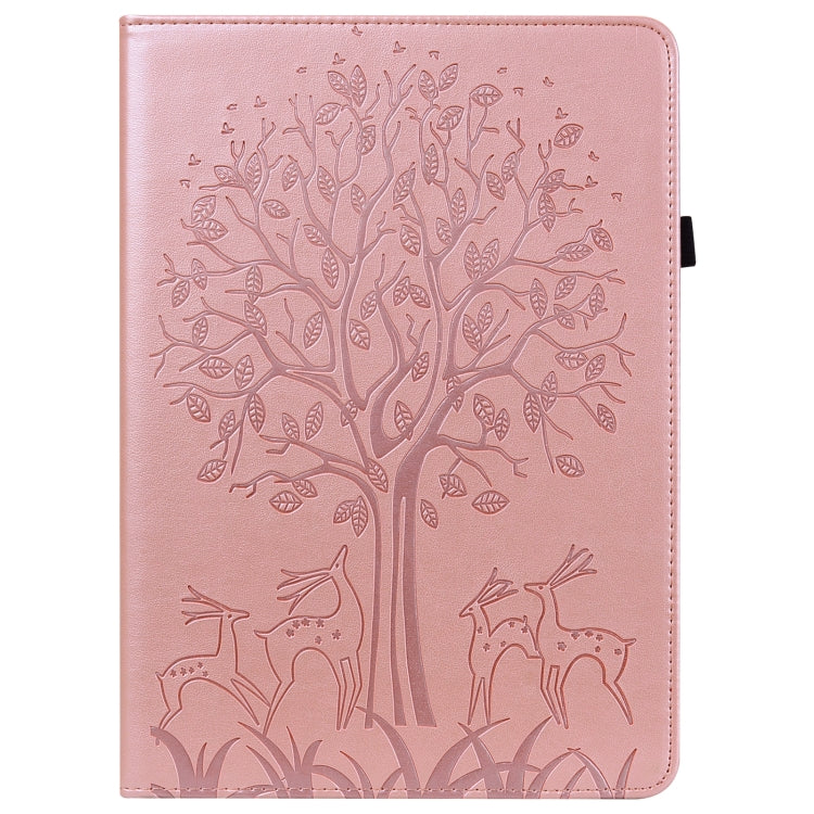 Tree & Deer Pattern Pressed Printing Horizontal Flip PU Leather Case with Holder & Card Slots & Sleep / Wake-up Function For Samsung Galaxy Tab S6 Lite(Pink) - Tab S6 Lite P610 / P615 by buy2fix | Online Shopping UK | buy2fix