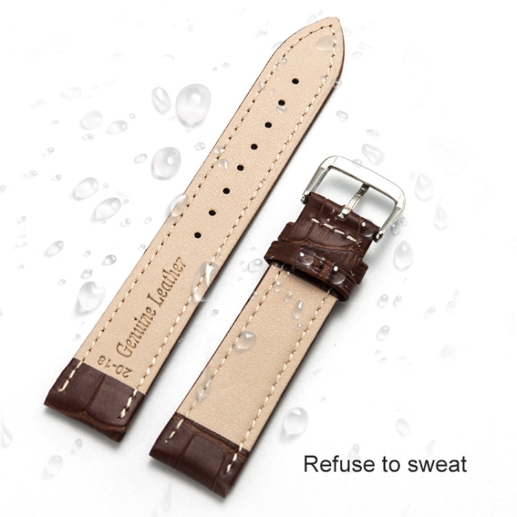 20mm Two-layer Cowhide Leather Bamboo Joint Texture Watch Band(Blue) - Watch Bands by buy2fix | Online Shopping UK | buy2fix