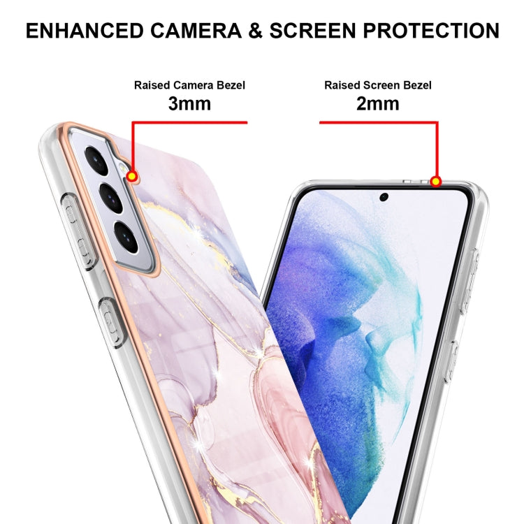 For Samsung Galaxy S21+ 5G Electroplating Marble Pattern Dual-side IMD TPU Shockproof Case(Rose Gold 005) - Galaxy S21+ 5G Cases by buy2fix | Online Shopping UK | buy2fix