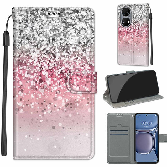 Voltage Coloured Drawing Magnetic Clasp Horizontal Flip PU Leather Case with Holder & Card Slots For Huawei P50(C13 Silver Pink Glitter) - Huawei Cases by buy2fix | Online Shopping UK | buy2fix