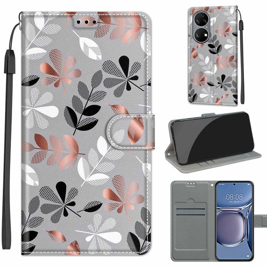 Voltage Coloured Drawing Magnetic Clasp Horizontal Flip PU Leather Case with Holder & Card Slots For Huawei P50(C19 Material Flower) - Huawei Cases by buy2fix | Online Shopping UK | buy2fix
