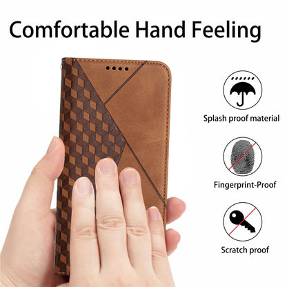 For Samsung Galaxy S21 Ultra 5G Diamond Pattern Splicing Skin Feel Magnetic Horizontal Flip Leather Case with Card Slots & Holder & Wallet(Brown) - Galaxy S21 Ultra 5G Cases by buy2fix | Online Shopping UK | buy2fix