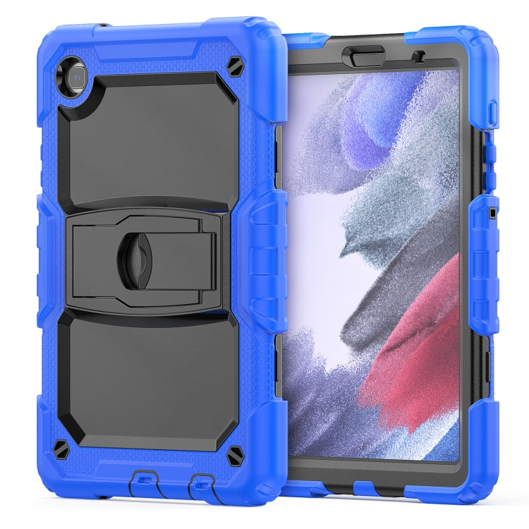 Shockproof Colorful Silica Gel + PC Protective Case with Holder & Shoulder Strap For Samsung Galaxy A7 Lite T220 / T225(Dark Blue) - Tab A7 Lite T220 / T225 by buy2fix | Online Shopping UK | buy2fix