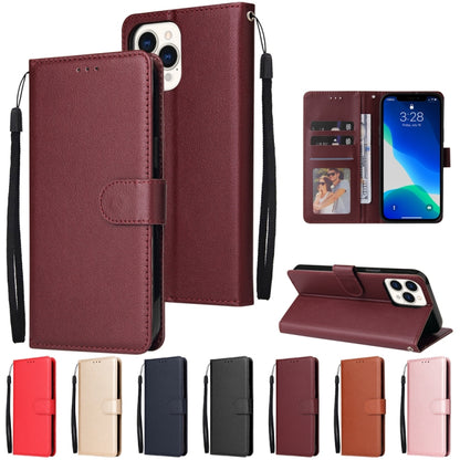 For iPhone 13 Multifunctional Horizontal Flip Leather Case, with Three Card Slot & Holder & Photo Frame & Lanyard(Red Wine) - iPhone 13 Cases by buy2fix | Online Shopping UK | buy2fix