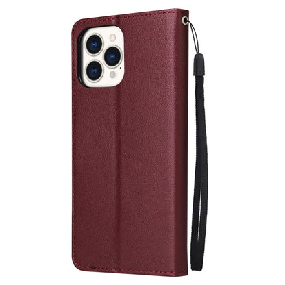 For iPhone 13 Pro Max Multifunctional Horizontal Flip Leather Case, with Three Card Slot & Holder & Photo Frame & Lanyard (Red Wine) - iPhone 13 Pro Max Cases by buy2fix | Online Shopping UK | buy2fix