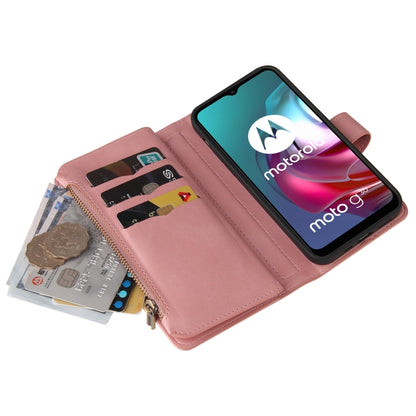 For Motorola Moto G30 Skin Feel PU + TPU Horizontal Flip Leather Case With Holder & 15 Cards Slot & Wallet & Zipper Pocket & Lanyard(Pink) - Motorola Cases by buy2fix | Online Shopping UK | buy2fix