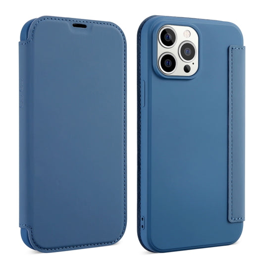 For iPhone 13 Pro Skin Feel Horizontal Flip PU Leather Case with Holder & Card Slot (Smoky Blue) - iPhone 13 Pro Cases by buy2fix | Online Shopping UK | buy2fix