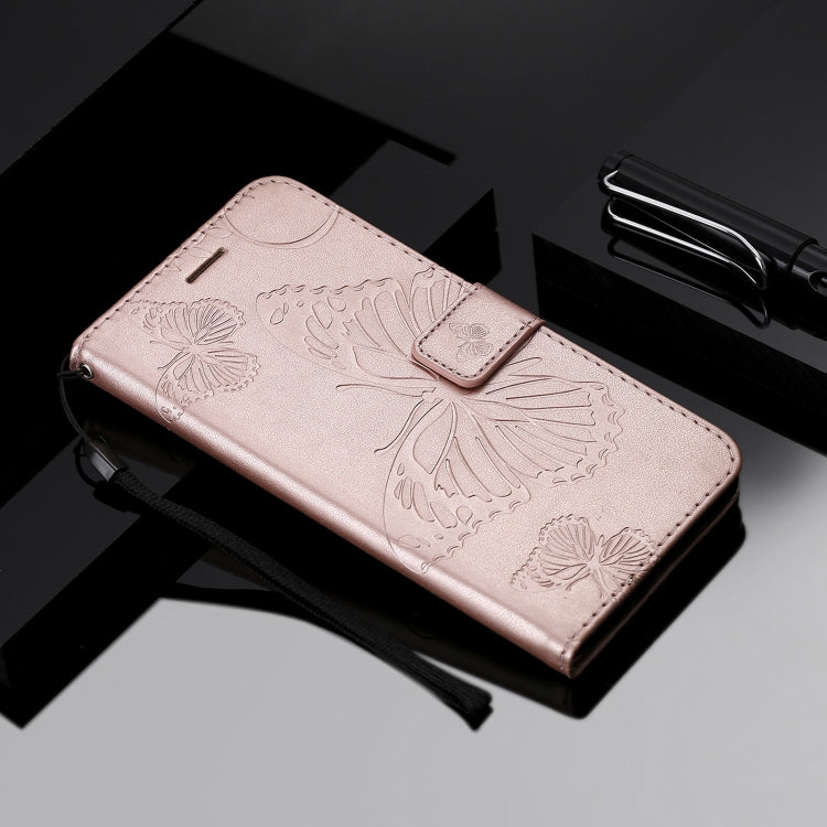 For iPhone 13 Pro 3D Butterfly Embossed Pattern Horizontal Flip Leather Case with Holder & Card Slot & Wallet & Lanyard (Rose Gold) - iPhone 13 Pro Cases by buy2fix | Online Shopping UK | buy2fix