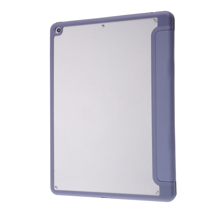 For iPad 10.2 2021 / 2020 / 2019 Deformation Transparent Acrylic Horizontal Flip PU Leather Case with Multi-folding Holder & Sleep / Wake-up Function & Pen Slot(Lavender Grey) - iPad 10.2 Cases by buy2fix | Online Shopping UK | buy2fix