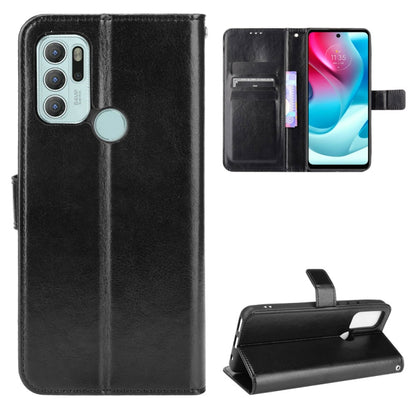 For Motorola Moto G60S Crazy Horse Texture Horizontal Flip Leather Case with Holder & Card Slots & Lanyard(Black) - Motorola Cases by buy2fix | Online Shopping UK | buy2fix