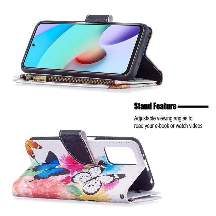 For Xiaomi Redmi 10 Colored Drawing Pattern Zipper Horizontal Flip Leather Case with Holder & Card Slots & Wallet(Two Butterflies) - Xiaomi Cases by buy2fix | Online Shopping UK | buy2fix