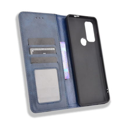 For Motorola Moto G60S Magnetic Buckle Retro Pattern Horizontal Flip Leather Case with Holder & Card Slot & Wallet(Blue) - Motorola Cases by buy2fix | Online Shopping UK | buy2fix