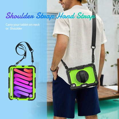 For iPad mini 6 Shockproof Silicone + PC Protective Tablet Case with Holder & Shoulder Strap & Pen Slot(Yellow Green + Black) - iPad mini 6 Cases by buy2fix | Online Shopping UK | buy2fix