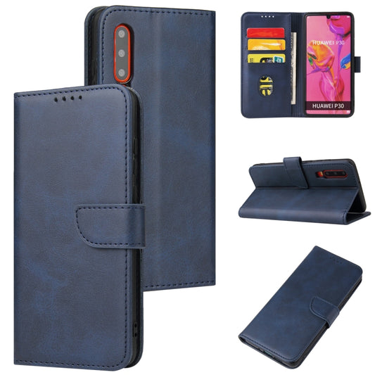 For Huawei P30 Calf Texture Buckle Horizontal Flip Leather Case with Holder & Card Slots & Wallet(Blue) - Huawei Cases by buy2fix | Online Shopping UK | buy2fix