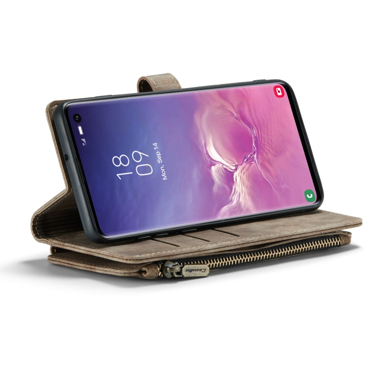 For Samsung Galaxy S10 CaseMe-C30 PU + TPU Multifunctional Horizontal Flip Leather Case with Holder & Card Slot & Wallet & Zipper Pocket(Brown) - Galaxy Phone Cases by CaseMe | Online Shopping UK | buy2fix