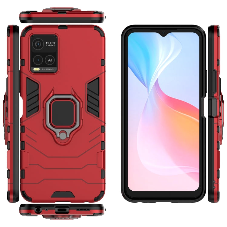 For vivo Y21 Shockproof PC + TPU Protective Case with Magnetic Ring Holder(Red) - vivo Cases by buy2fix | Online Shopping UK | buy2fix