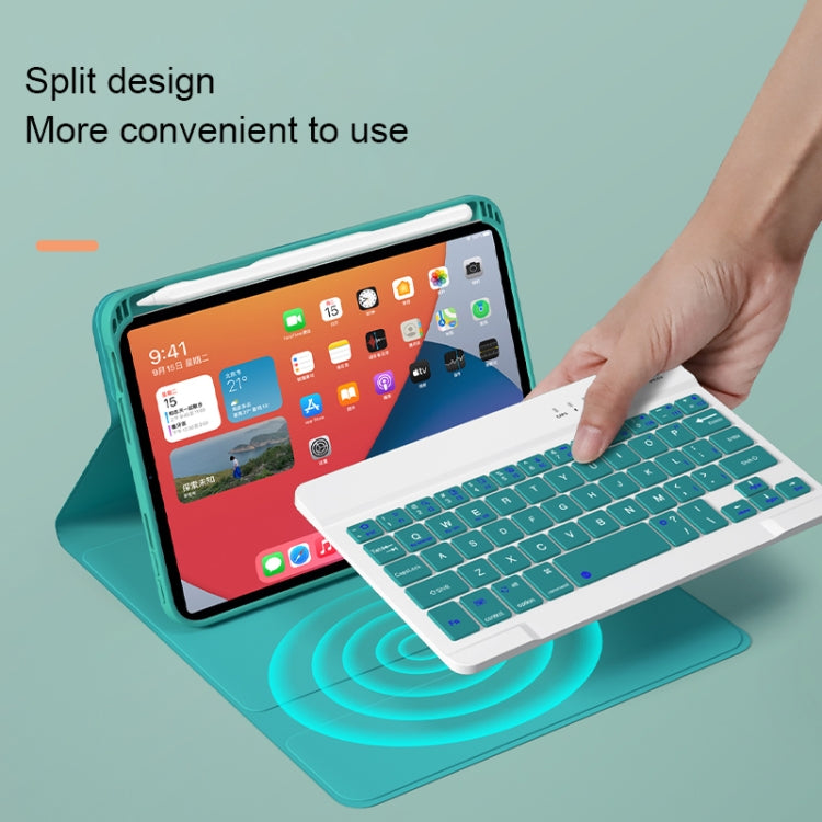 HK006 Square Keys Detachable Bluetooth Keyboard Leather Tablet Case with Holder for iPad mini 6(Black+White) - For iPad mini by buy2fix | Online Shopping UK | buy2fix