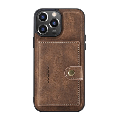 For iPhone 13 JEEHOOD Retro Magnetic Detachable Protective Case with Wallet & Card Slot & Holder(Brown) - iPhone 13 Cases by JEEHOOD | Online Shopping UK | buy2fix