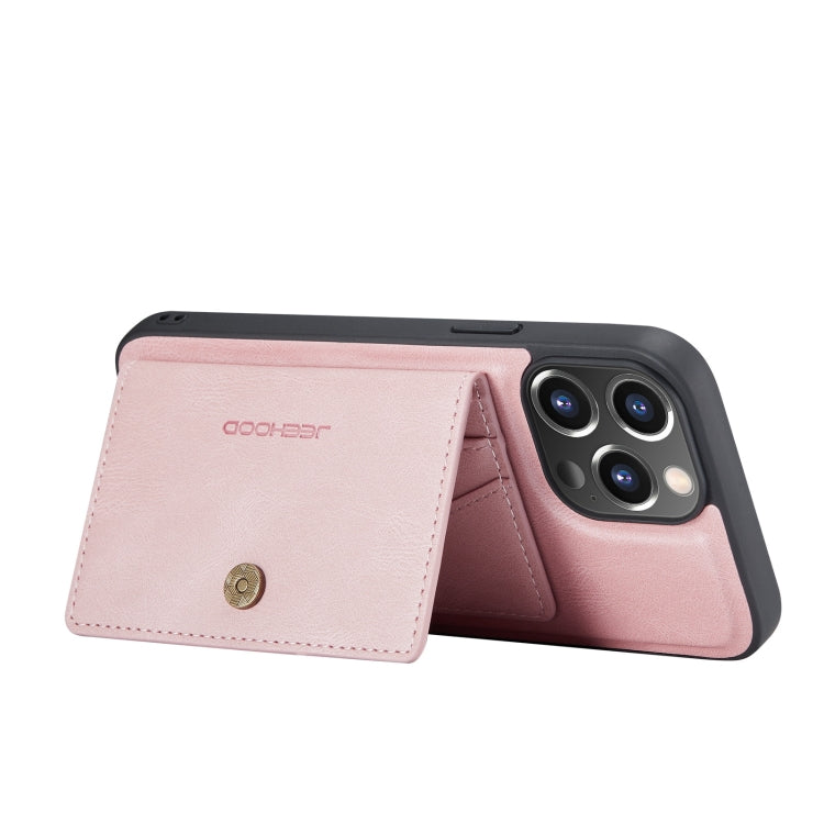 For iPhone 13 Pro JEEHOOD Retro Magnetic Detachable Protective Case with Wallet & Card Slot & Holder (Pink) - iPhone 13 Pro Cases by JEEHOOD | Online Shopping UK | buy2fix