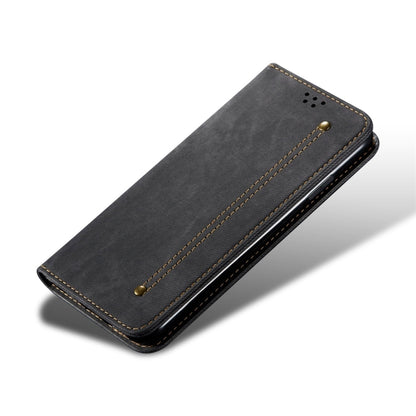 For OPPO Reno 2 Denim Texture Casual Style Horizontal Flip Leather Case with Holder & Card Slots & Wallet(Black) - OPPO Cases by buy2fix | Online Shopping UK | buy2fix