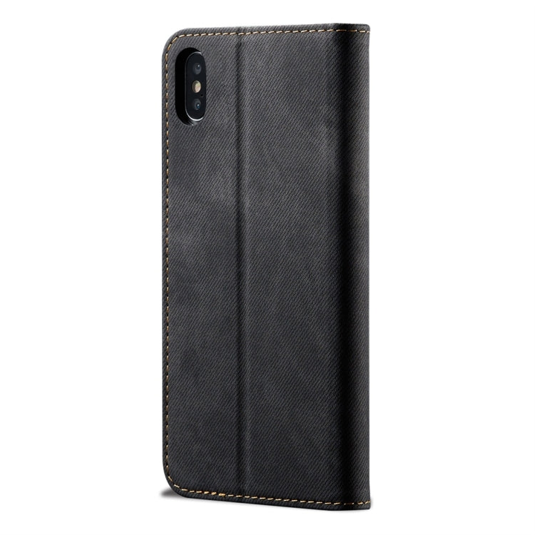 For iPhone X / XS Denim Texture Casual Style Horizontal Flip Leather Case with Holder & Card Slots & Wallet(Black) - More iPhone Cases by buy2fix | Online Shopping UK | buy2fix