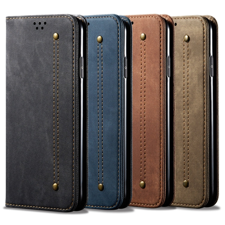 For Xiaomi Mi CC9 / Mi 9 Lite Denim Texture Casual Style Horizontal Flip Leather Case with Holder & Card Slots & Wallet(Brown) - Xiaomi Cases by buy2fix | Online Shopping UK | buy2fix