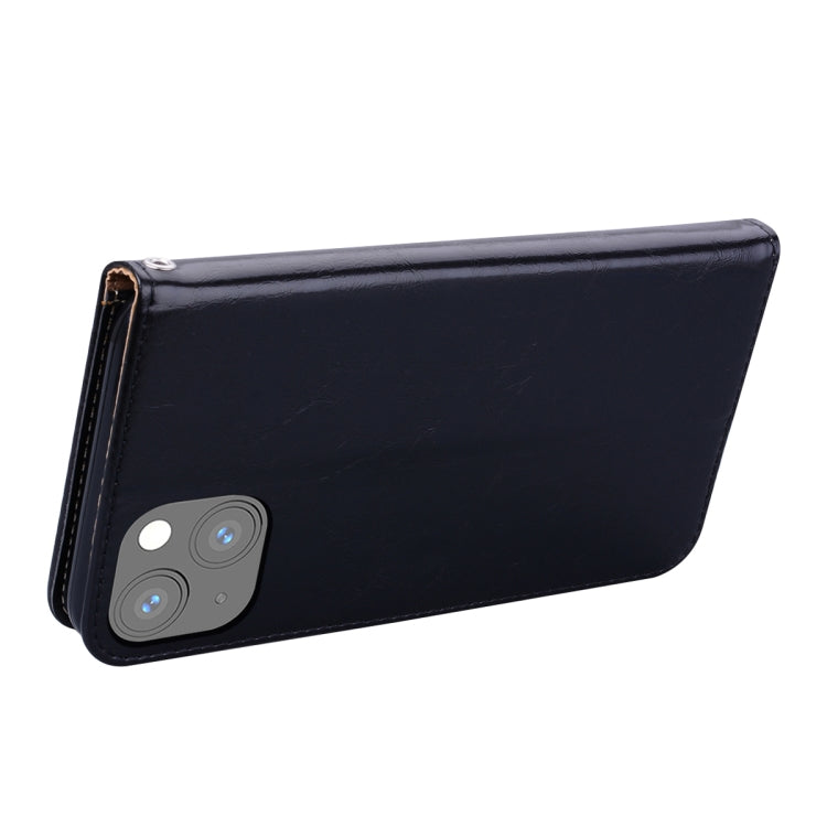 For iPhone 13 Business Style Oil Wax Texture Horizontal Flip Leather Case with Holder & Card Slots & Wallet(Black) - iPhone 13 Cases by buy2fix | Online Shopping UK | buy2fix