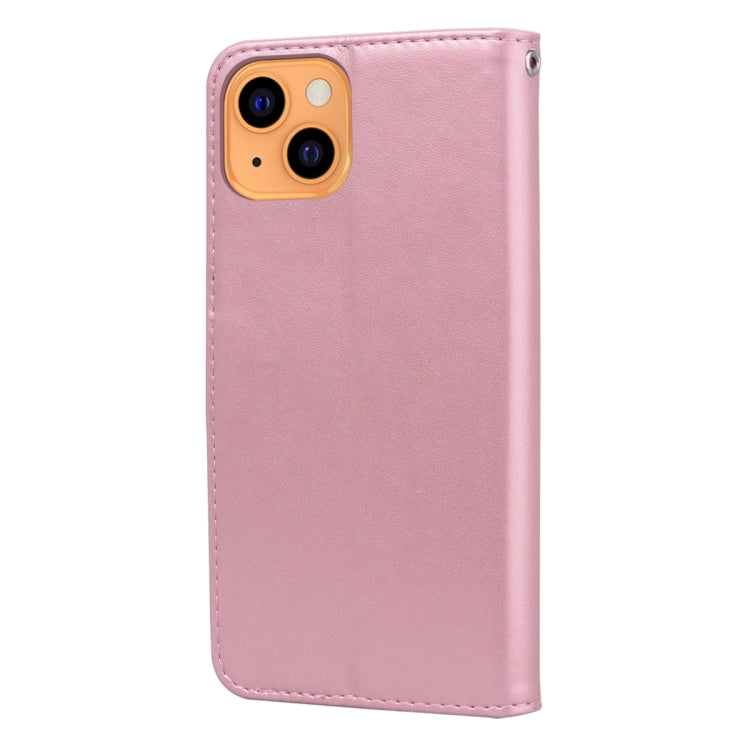 For iPhone 13 Rose Embossed Horizontal Flip PU Leather Case with Holder & Card Slots & Wallet(Rose Gold) - iPhone 13 Cases by buy2fix | Online Shopping UK | buy2fix