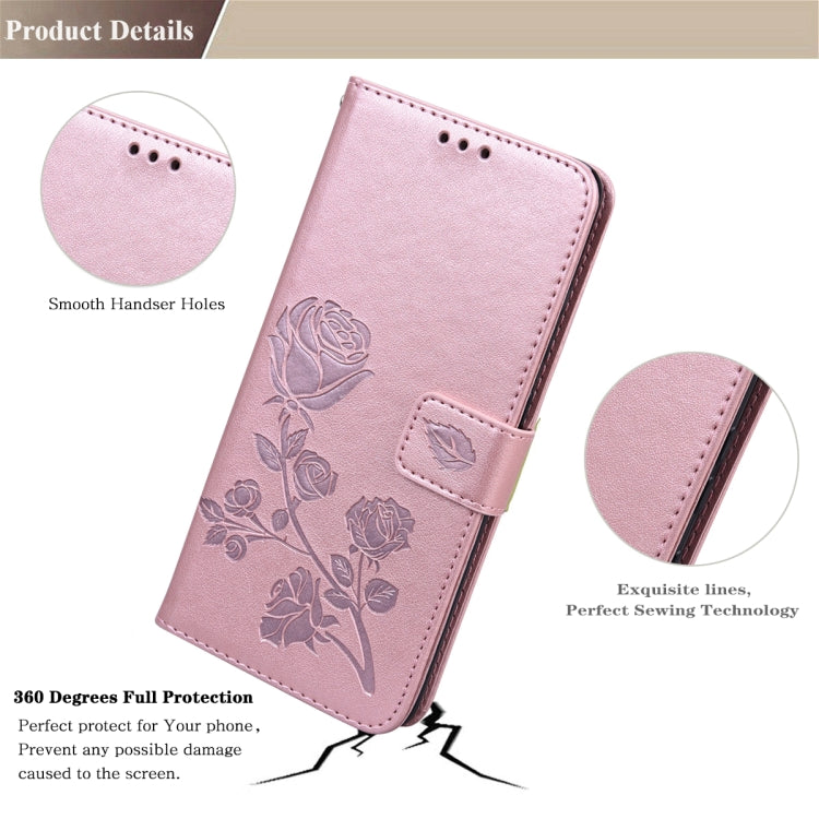 For iPhone 13 Rose Embossed Horizontal Flip PU Leather Case with Holder & Card Slots & Wallet(Rose Gold) - iPhone 13 Cases by buy2fix | Online Shopping UK | buy2fix