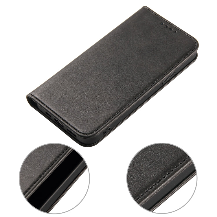 For iPhone 12 mini Calf Texture Magnetic Horizontal Flip Leather Case with Holder & Card Slots & Wallet (Black) - iPhone 12 mini Cases by buy2fix | Online Shopping UK | buy2fix