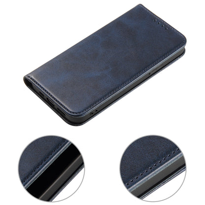 For iPhone 12 / 12 Pro Calf Texture Magnetic Horizontal Flip Leather Case with Holder & Card Slots & Wallet(Blue) - iPhone 12 / 12 Pro Cases by buy2fix | Online Shopping UK | buy2fix