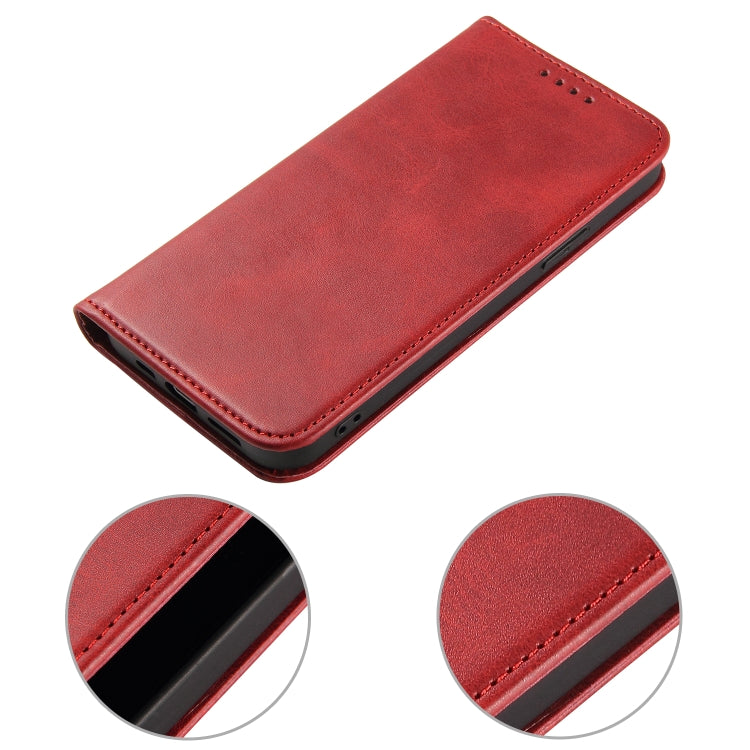 For iPhone 12 Pro Max Calf Texture Magnetic Horizontal Flip Leather Case with Holder & Card Slots & Wallet(Red) - iPhone 12 Pro Max Cases by buy2fix | Online Shopping UK | buy2fix