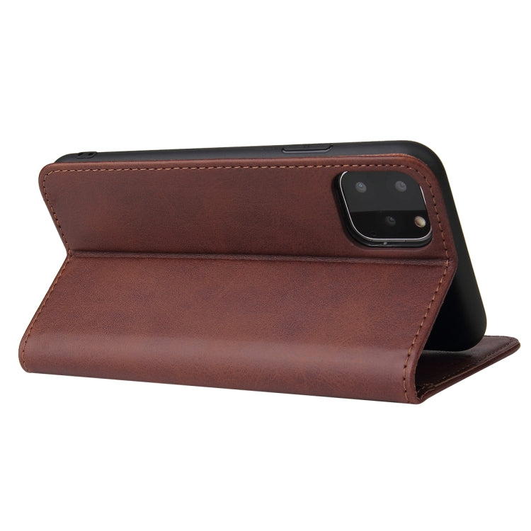 For iPhone 11 Pro Max Calf Texture Magnetic Horizontal Flip Leather Case with Holder & Card Slots & Wallet (Brown) - iPhone 11 Pro Max Cases by buy2fix | Online Shopping UK | buy2fix