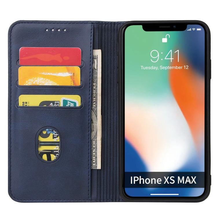 For iPhone X / XS Calf Texture Magnetic Horizontal Flip Leather Case with Holder & Card Slots & Wallet(Blue) - More iPhone Cases by buy2fix | Online Shopping UK | buy2fix