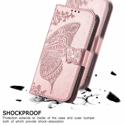 For Motorola Moto Edge 20 Butterfly Love Flower Embossed Horizontal Flip Leather Case with Holder & Card Slots & Wallet & Lanyard(Rose Gold) - Motorola Cases by buy2fix | Online Shopping UK | buy2fix