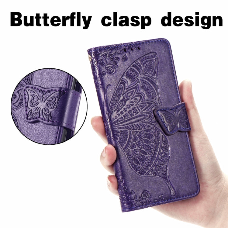 For Motorola Moto Edge 20 Butterfly Love Flower Embossed Horizontal Flip Leather Case with Holder & Card Slots & Wallet & Lanyard(Dark Purple) - Motorola Cases by buy2fix | Online Shopping UK | buy2fix