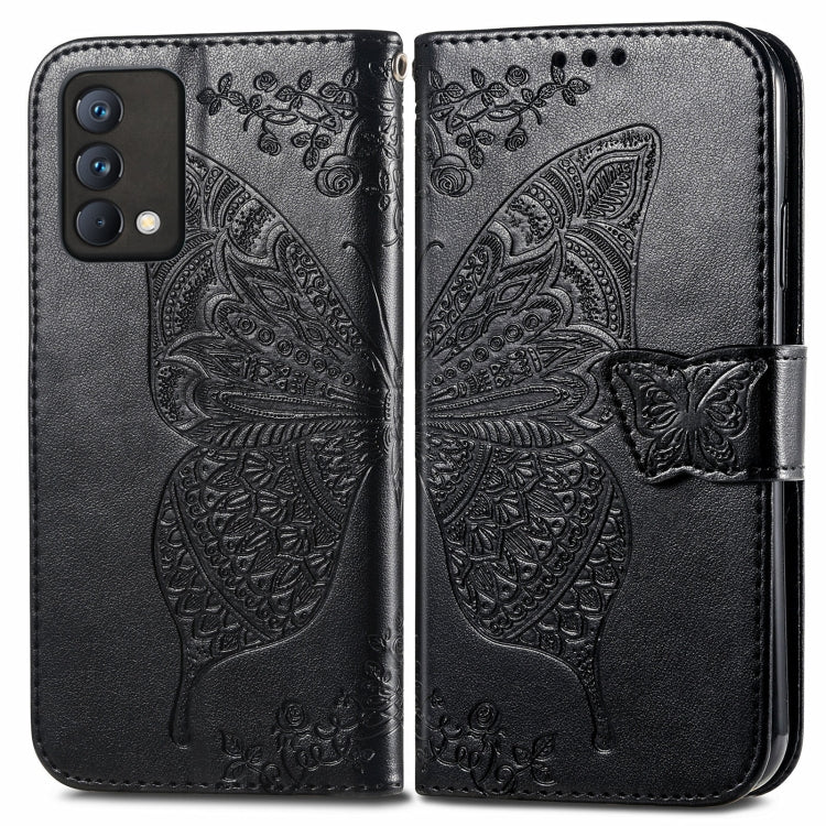 For OPPO Realme GT Master Butterfly Love Flower Embossed Horizontal Flip Leather Case with Holder & Card Slots & Wallet & Lanyard(Black) - Realme Cases by buy2fix | Online Shopping UK | buy2fix