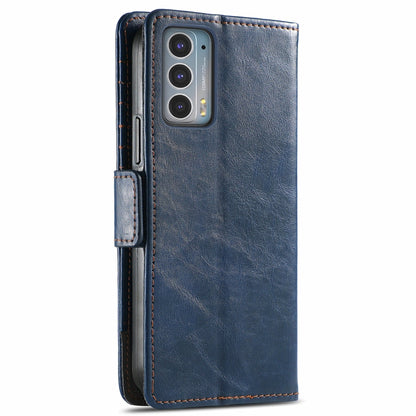 For Motorola Edge 20 CaseNeo Business Splicing Dual Magnetic Buckle Horizontal Flip PU Leather Case with Holder & Card Slots & Wallet(Blue) - Motorola Cases by buy2fix | Online Shopping UK | buy2fix
