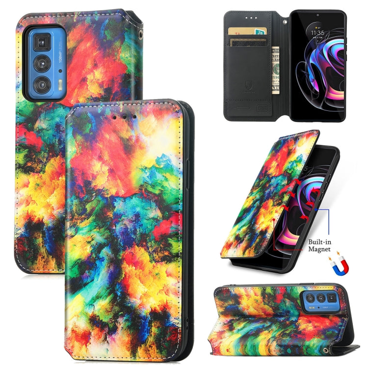 For Motorola Edge 20 Pro Colorful Magnetic Horizontal Flip PU Leather Case with Holder & Card Slot & Wallet(Colorful Cloud) - Motorola Cases by buy2fix | Online Shopping UK | buy2fix