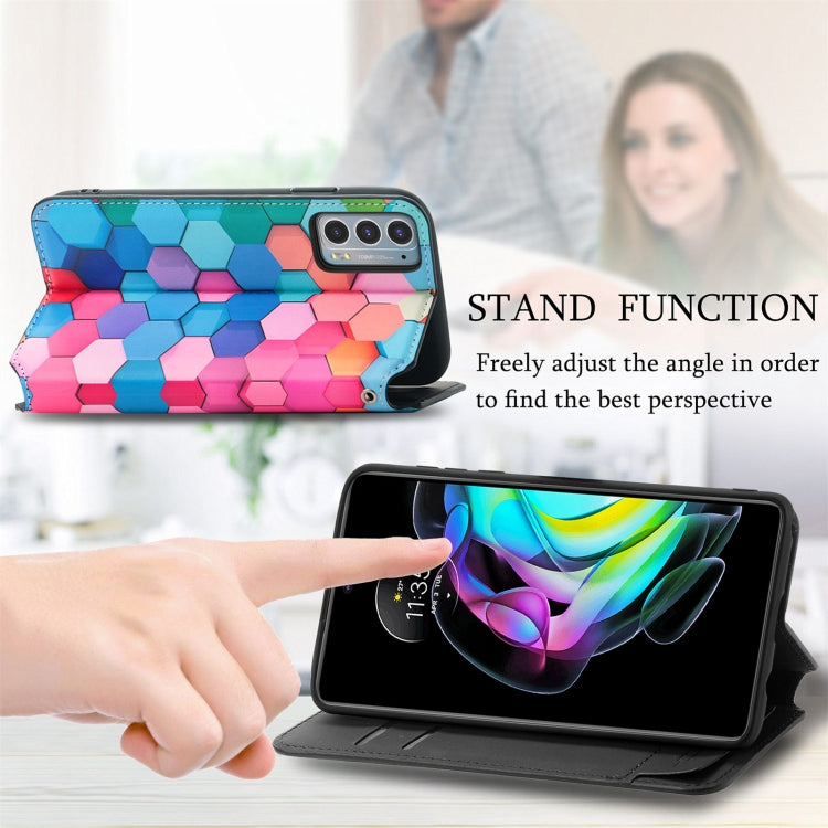 For Motorola Edge 20 Colorful Magnetic Horizontal Flip PU Leather Case with Holder & Card Slot & Wallet(Colorful Cube) - Motorola Cases by buy2fix | Online Shopping UK | buy2fix