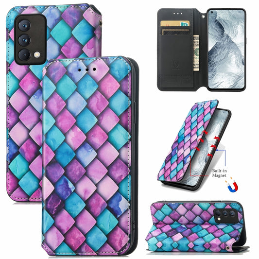 For OPPO Realme GT Master Colorful Magnetic Horizontal Flip PU Leather Case with Holder & Card Slot & Wallet(Purple Scales) - Realme Cases by buy2fix | Online Shopping UK | buy2fix