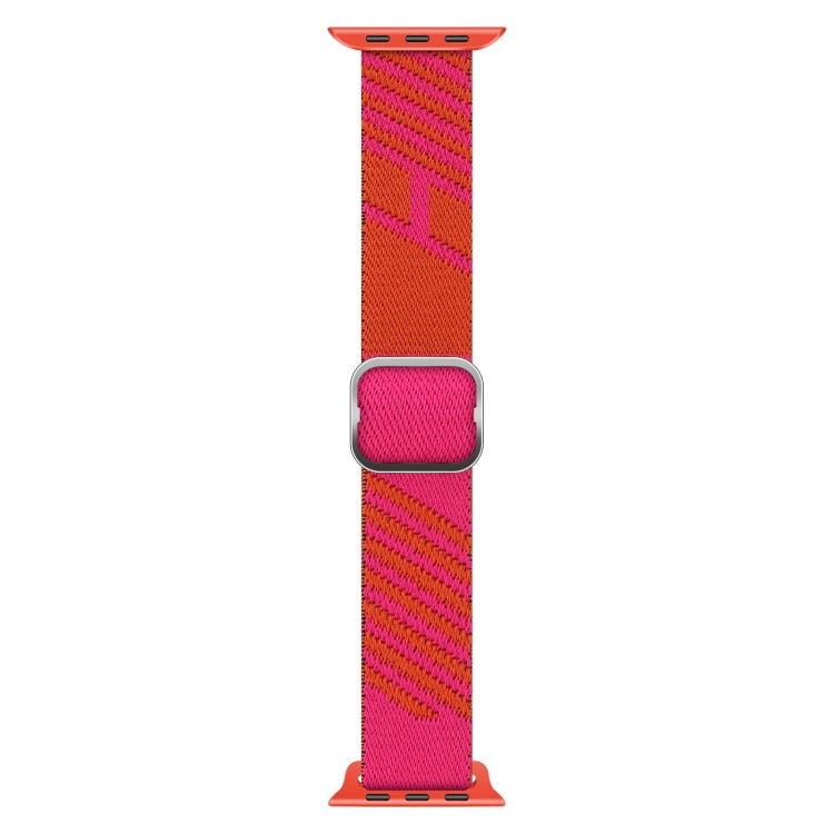 Two-color Nylon Braid Watch Band For Apple Watch Ultra 49mm&Watch Ultra 2 49mm / Series 9&8&7 45mm / SE 3&SE 2&6&SE&5&4 44mm / 3&2&1 42mm(Orange Pink) - Watch Bands by buy2fix | Online Shopping UK | buy2fix