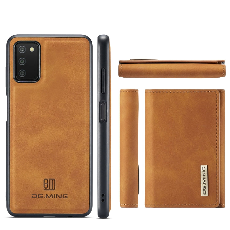 For Samsung Galaxy A03s 166mm DG.MING M1 Series 3-Fold Multi Card Wallet  Back Cover Shockproof Case with Holder Function(Brown) - Galaxy Phone Cases by DG.MING | Online Shopping UK | buy2fix