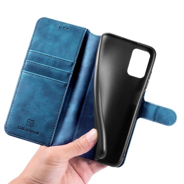 For Samsung Galaxy A03s 166mm DG.MING Retro Oil Side Horizontal Flip Leather Case with Holder & Card Slots & Wallet(Blue) - Galaxy Phone Cases by DG.MING | Online Shopping UK | buy2fix